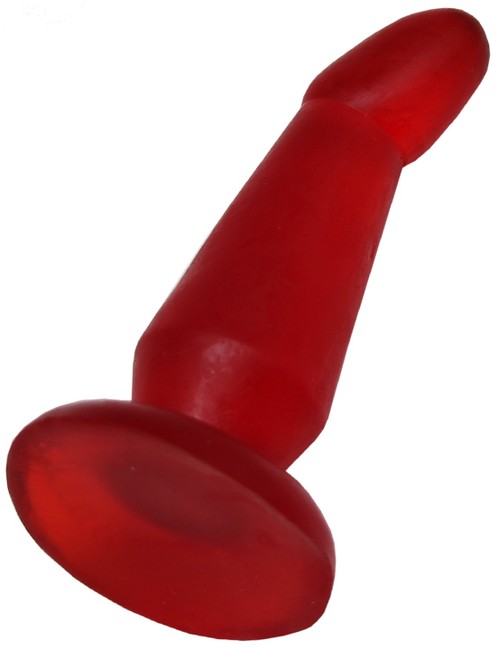 Гелевая изогнутая анальная пробка (красный) 35х130 мм