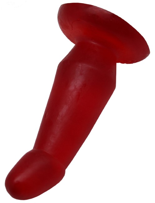 Гелевая изогнутая анальная пробка (красный) 35х130 мм