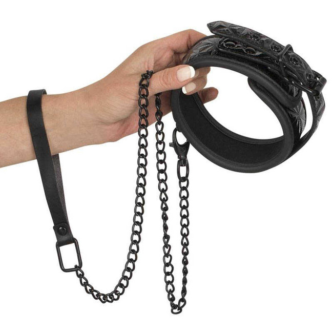 Ошейник и поводок с геометрическим узором Collar with Leash, черный