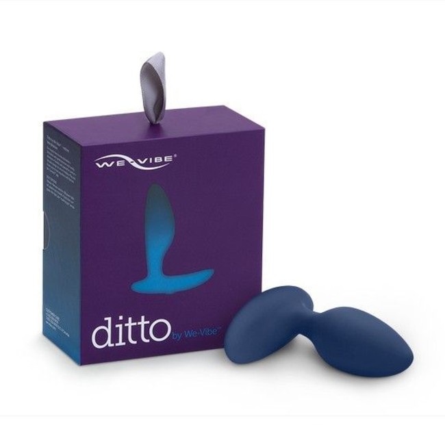 Синяя анальная пробка для ношения Ditto с вибрацией и пультом ДУ