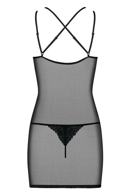 Черная сорочка с кружевным верхом Intensa Chemise SM (42-44)