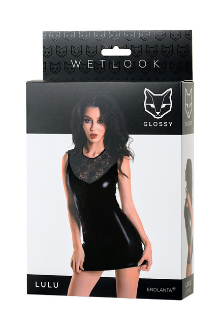 Платье с кружевом на спинке Glossy Lulu из материала Wetlook S