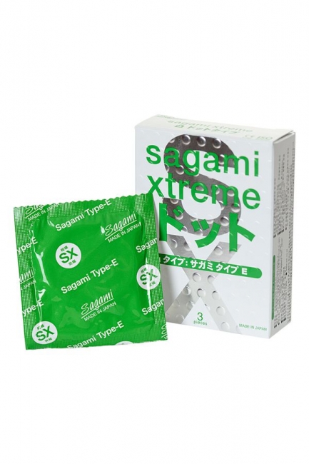 Презервативы Sagami, xtreme, type-e, латекс, 18,5 см, 5,2 см, 3 шт.