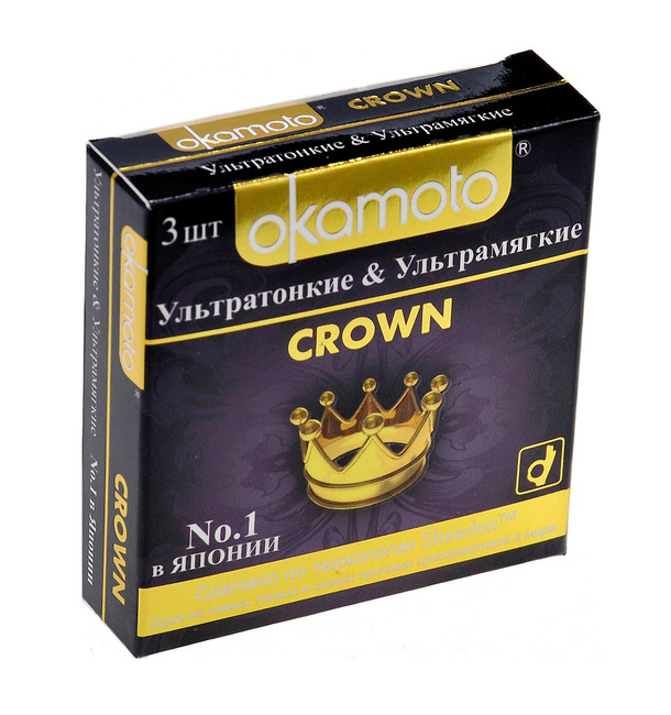 Ультра-тонкие и ультра-мягкие презервативы OKAMOTO Crown, (3 шт)