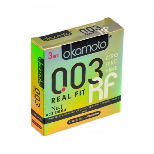 Супер тонкие презервативы облегающей формы OKAMOTO Real Fit №3 (3 шт.)