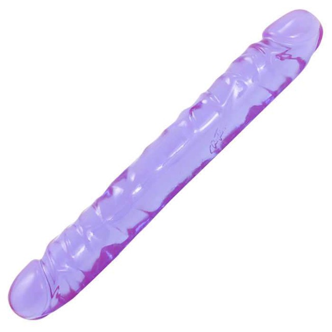 Двусторонний дилдо фиолетовый Crystal Jellies 18 Double Dong - Purple