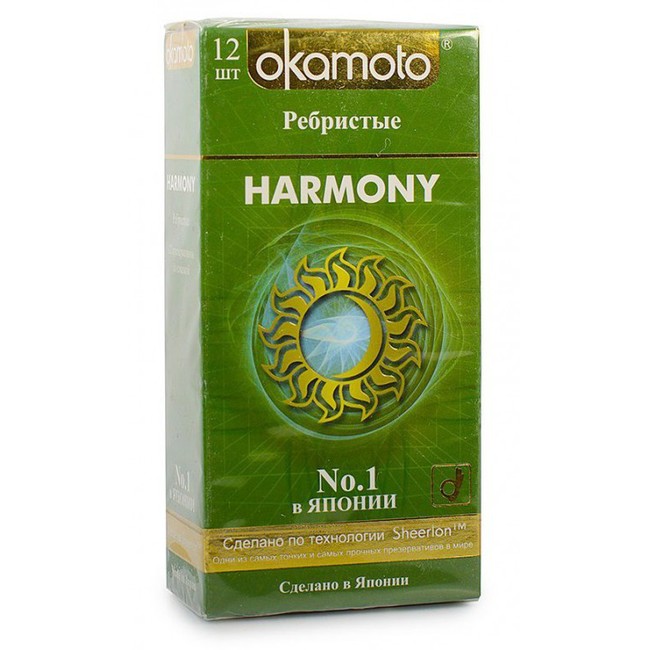Ребристые презервативы OKAMOTO Harmony, (12 шт)