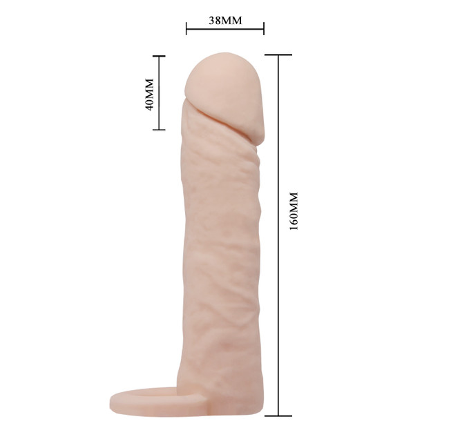 Удлиняющая насадка на пенис с фиксирующим кольцом Penis Sleeve Medium