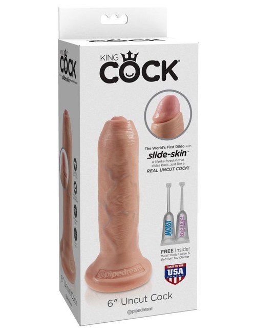 Фаллоимитатор на присоске необрезанный King Cock 6 Uncut Cock