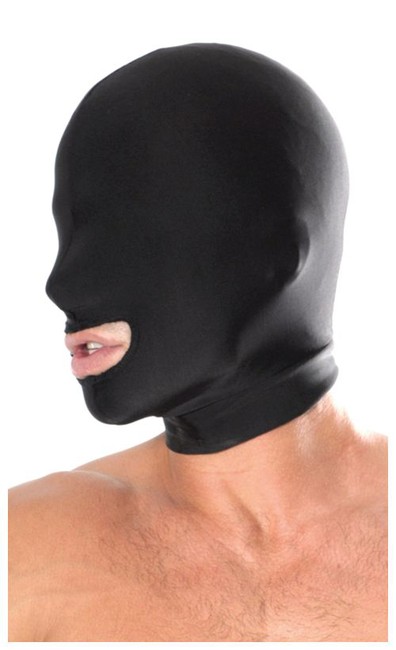 Маска с отверстием для рта черная Fetish Fantasy Series Spandex Open Mouth Hood