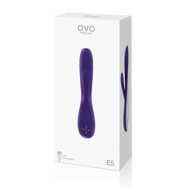 Женский вибратор со стимулятором OVO E5 Rechargeable Vibrator Violet (7 режимов)