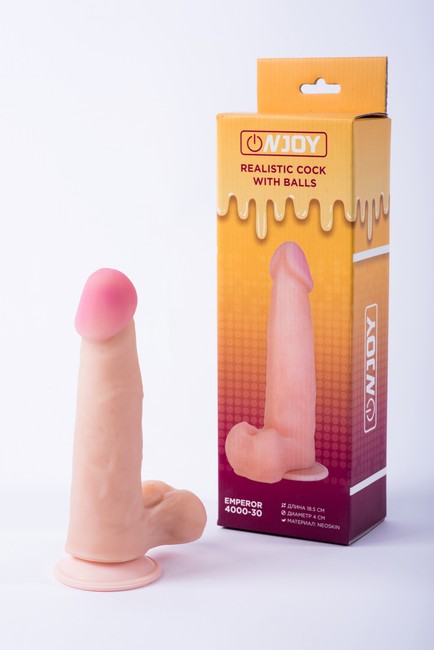 Реалистичный фаллоимитатор на присоске с мошонкой из кибер-кожи Onjoy Realistic Cock With Balls Emperor