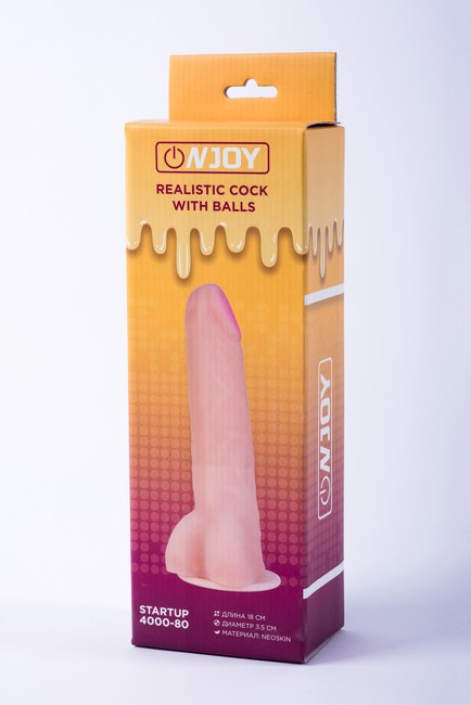 Реалистичный фаллоимитатор на присоске с мошонкой из кибер-кожи Onjoy Realistic Cock With Balls Startup