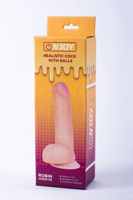 Реалистичный фаллоимитатор на присоске с мошонкой из кибер-кожи Onjoy Realistic Cock With Balls Robin