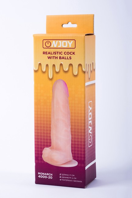 Реалистичный фаллоимитатор на присоске с мошонкой из кибер-кожи Onjoy Realistic Cock With Balls Monarch