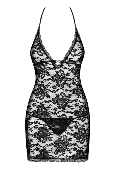 Черная гипюровая сорочка Catia Chemise SM (42-44)