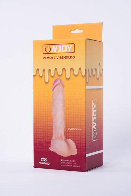 Реалистичный вибратор на присоске из кибер-кожи с выносным пультом Onjoy Remote Vibe-Dildo #8 (10 режимов)