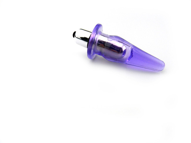 Маленькая силиконовая вибро пробка фиолетового цвета Crystal Bullying