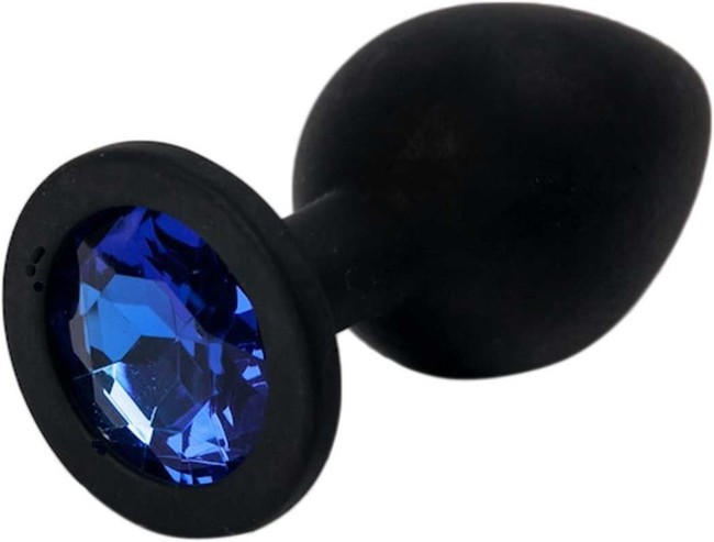 Средняя черная пробка с синим кристаллом ONJOY Silicone Collection