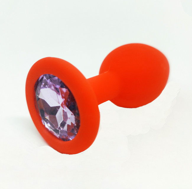 Маленькая красная пробка с нежно фиолетовым кристаллом ONJOY Silicone Collection